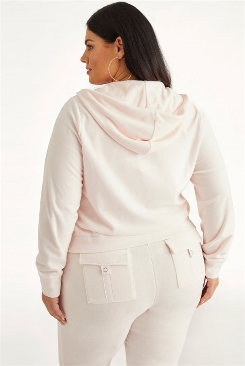 Juicy Couture Plus-size Icons Classic Puuvilla Velour Hoodie Vaaleanpinkki | JC-SN651544