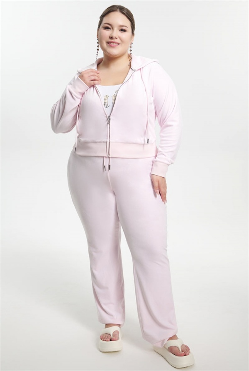 Juicy Couture Plus-size Mixed Jewels Velour Hoodie Vaaleanpinkki | JC-SN651583