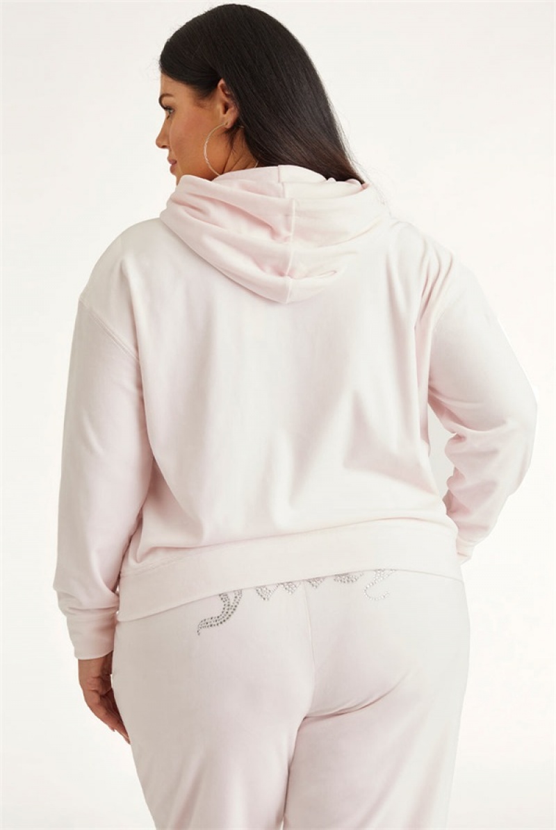 Juicy Couture Plus-size Oversized Bling Big Velour Hoodie Vaaleanpinkki | JC-SN651543