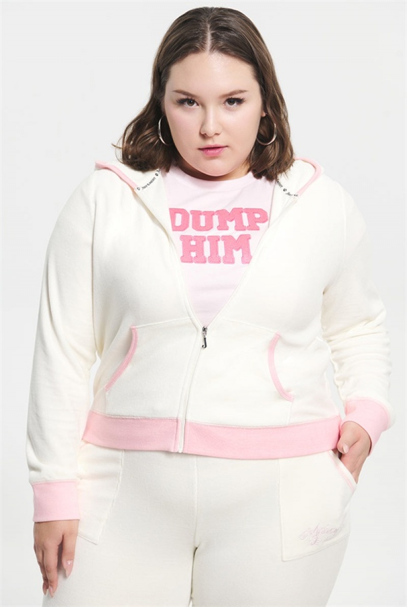 Juicy Couture Plus-size Sweetheart Puuvilla Velour Hoodie Valkoinen | JC-SN651579