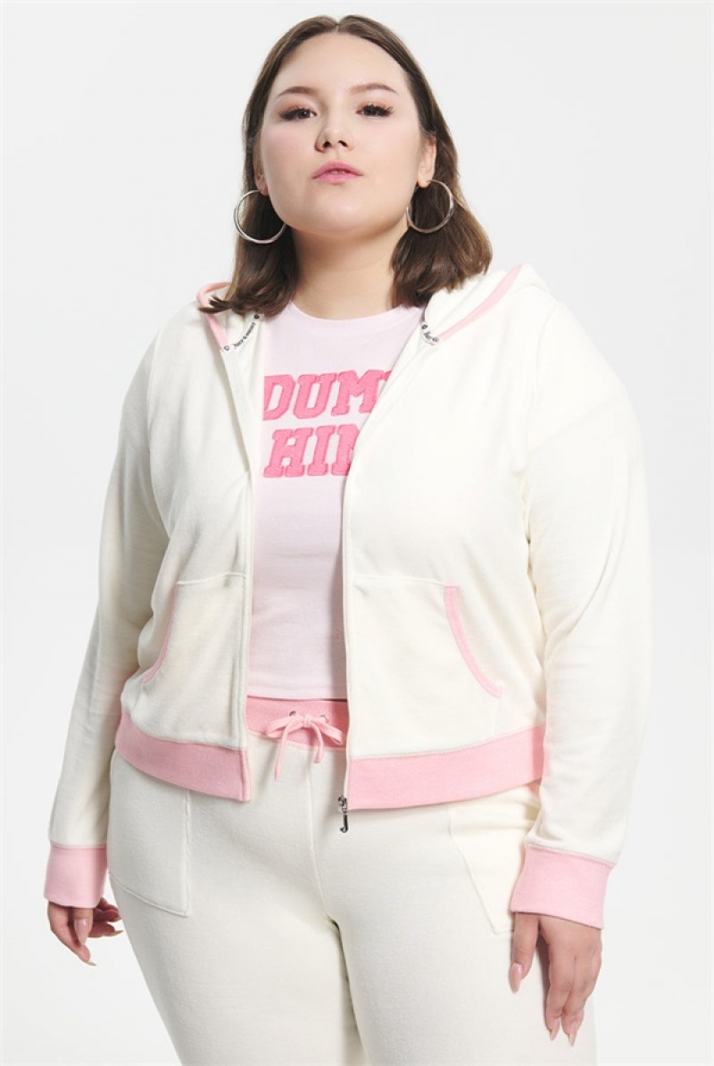 Juicy Couture Plus-size Sweetheart Puuvilla Velour Hoodie Valkoinen | JC-SN651579