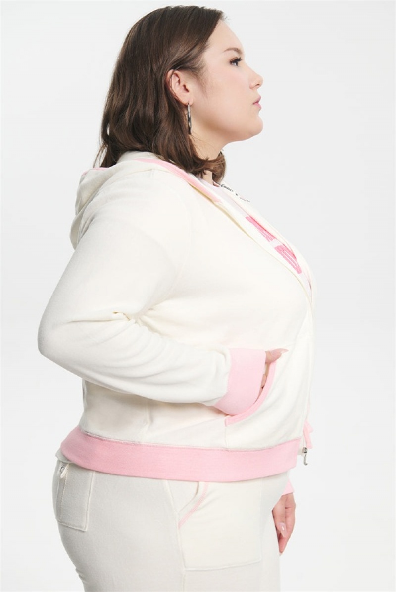 Juicy Couture Plus-size Sweetheart Puuvilla Velour Hoodie Valkoinen | JC-SN651579