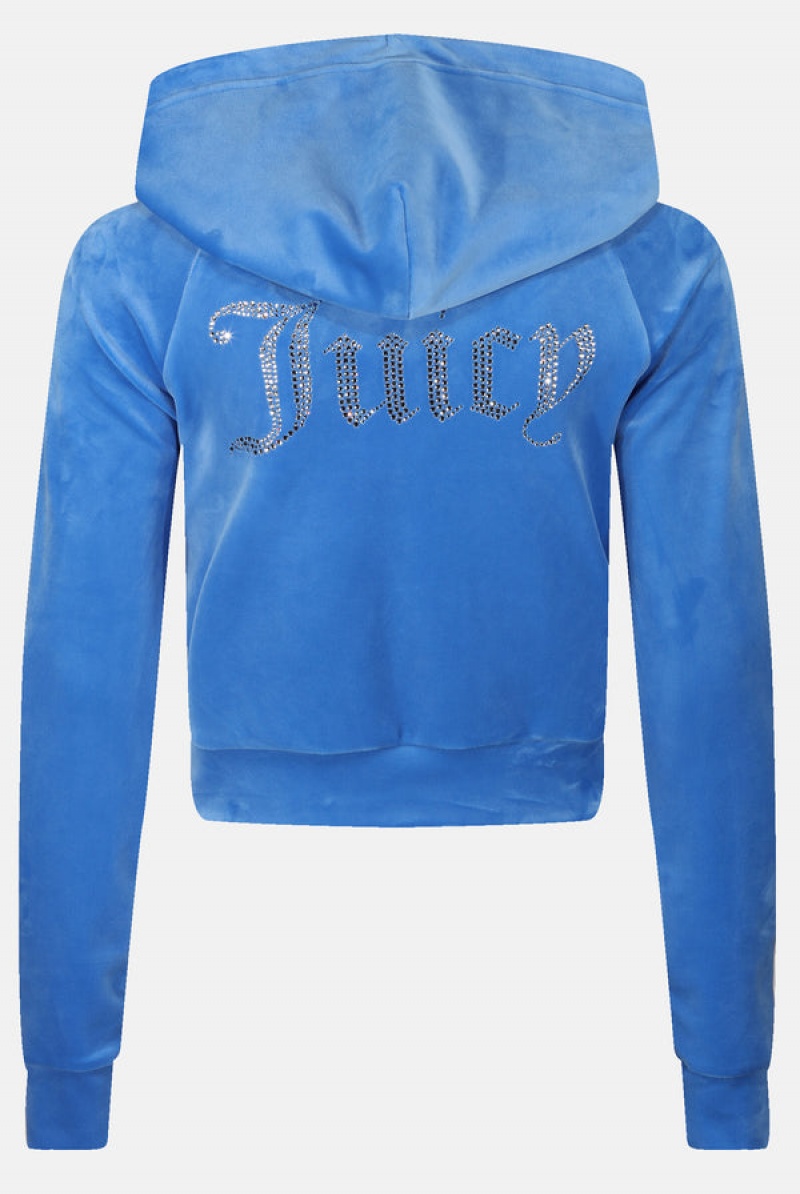 Juicy Couture Regatta Diamante Velour Hoodie Sininen | JC-SN652125