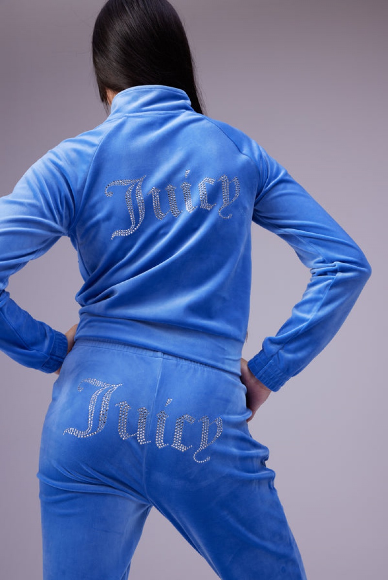 Juicy Couture Regatta Velour Diamante Tracktop Sininen | JC-SN652058