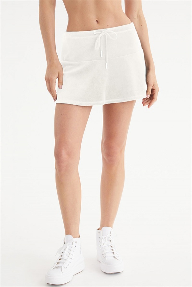 Juicy Couture Scottie Puuvilla Velour Mini Skirt Valkoinen | JC-SN651830