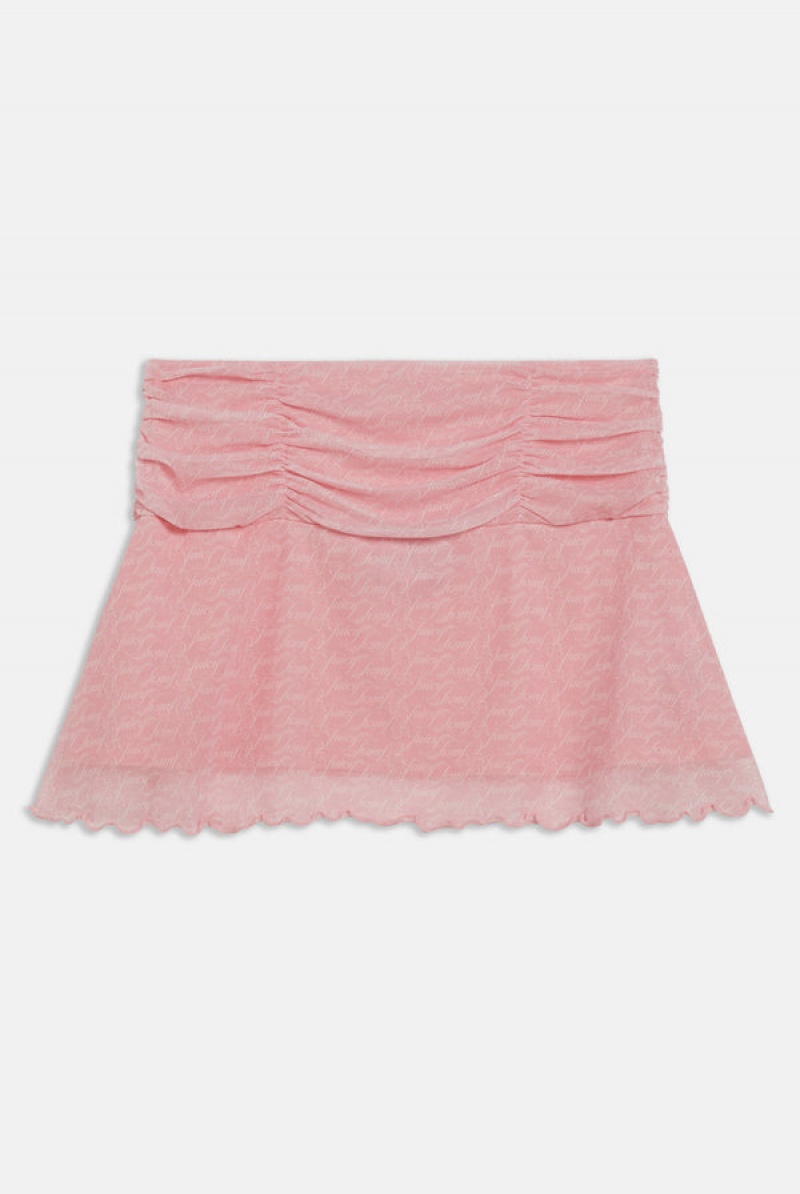 Juicy Couture Script Mesh Flippy Mini Skirt Pinkki | JC-SN652294