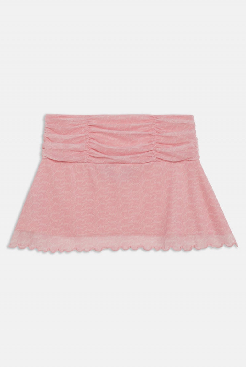 Juicy Couture Script Mesh Flippy Mini Skirt Pinkki | JC-SN652294