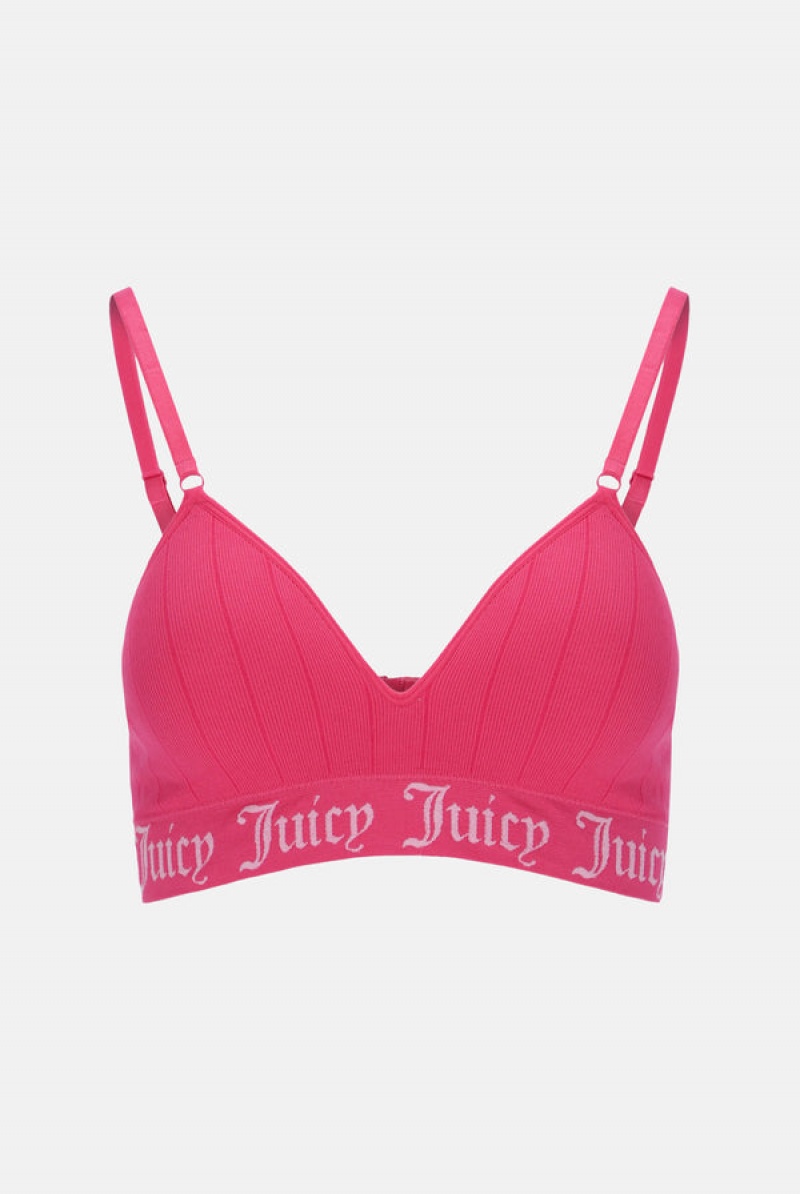 Juicy Couture Seamless Rib Moulded Cup Triangle Bra Pinkki | JC-SN652237