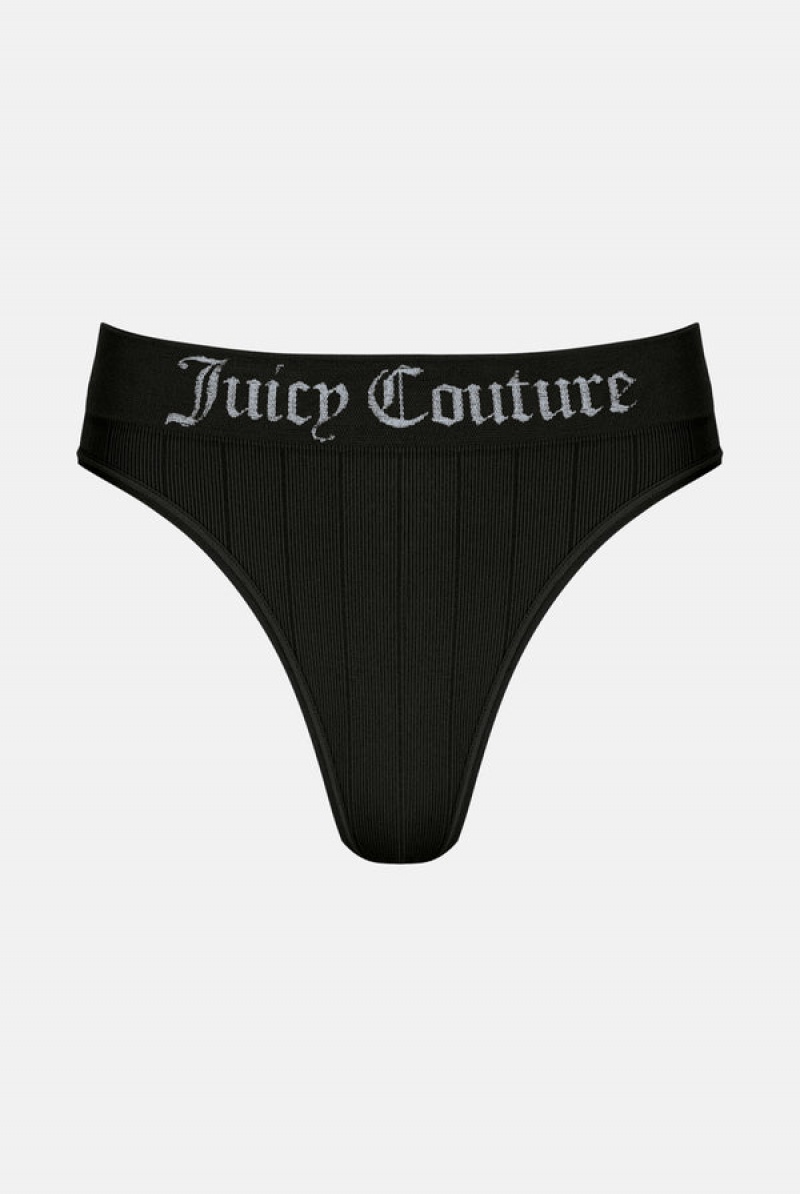 Juicy Couture Seamless Rib Triangle Bra & Brief Set Mustat | JC-SN652231