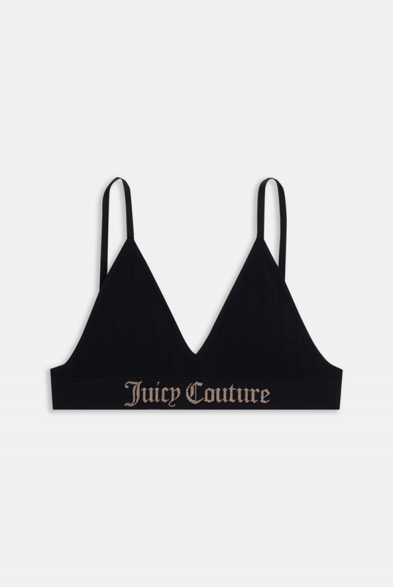 Juicy Couture Seamless Rib Triangle Set Mustat | JC-SN652281