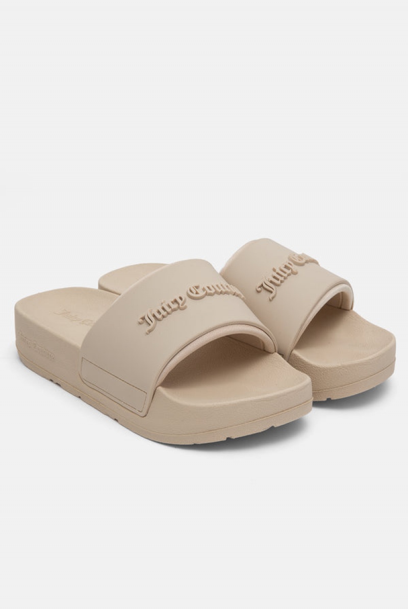 Juicy Couture Stacked Embossed Sliders Ruskea | JC-SN652204