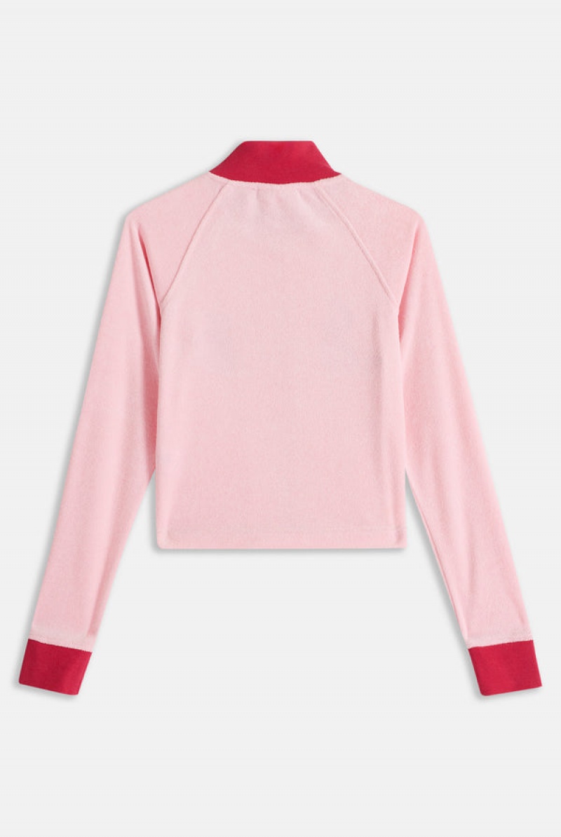 Juicy Couture Towelling Retro Logo Cropped Track Top Pinkki | JC-SN651951