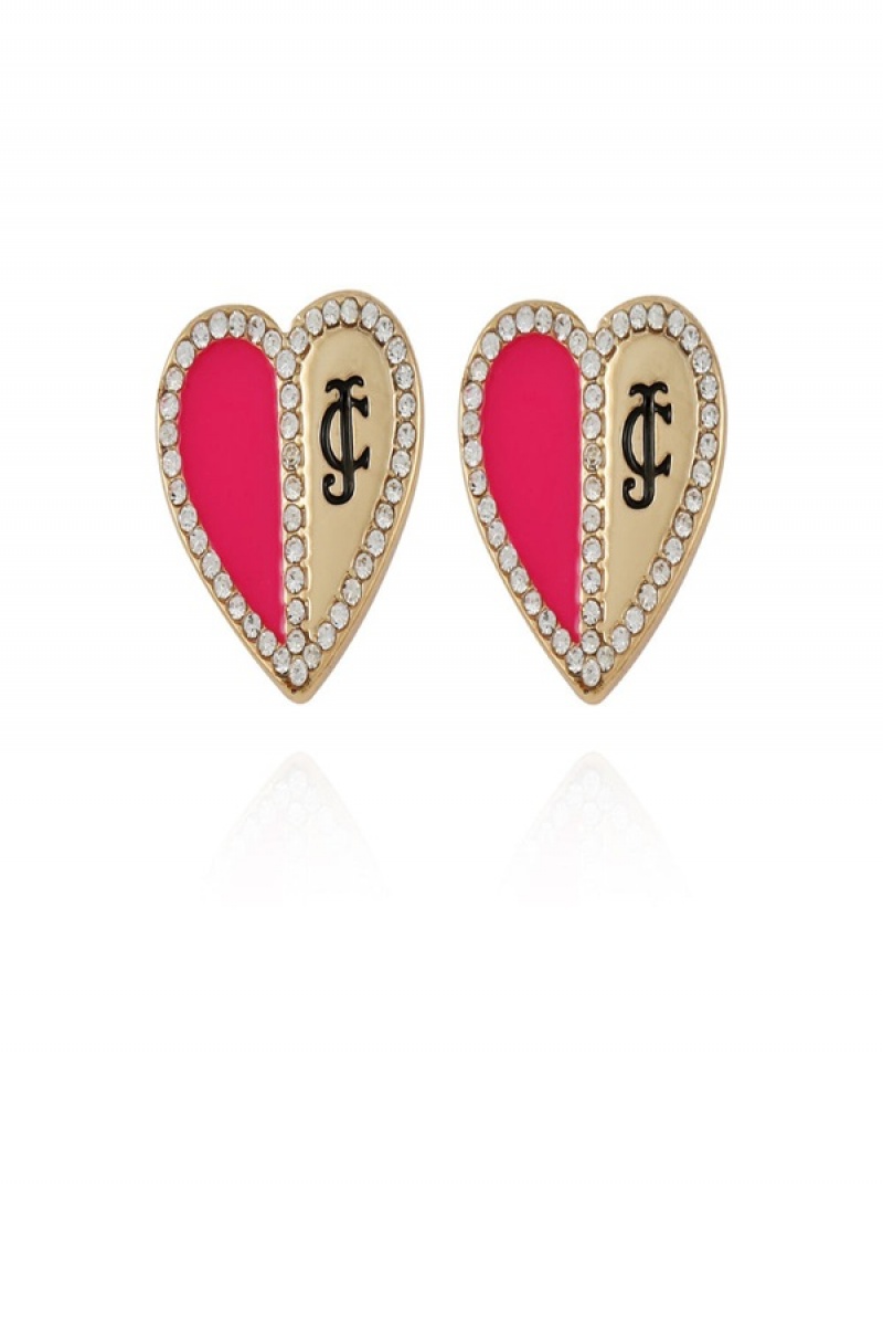 Juicy Couture Twotone Heart Stud Earrings Kultaiset | JC-SN651898