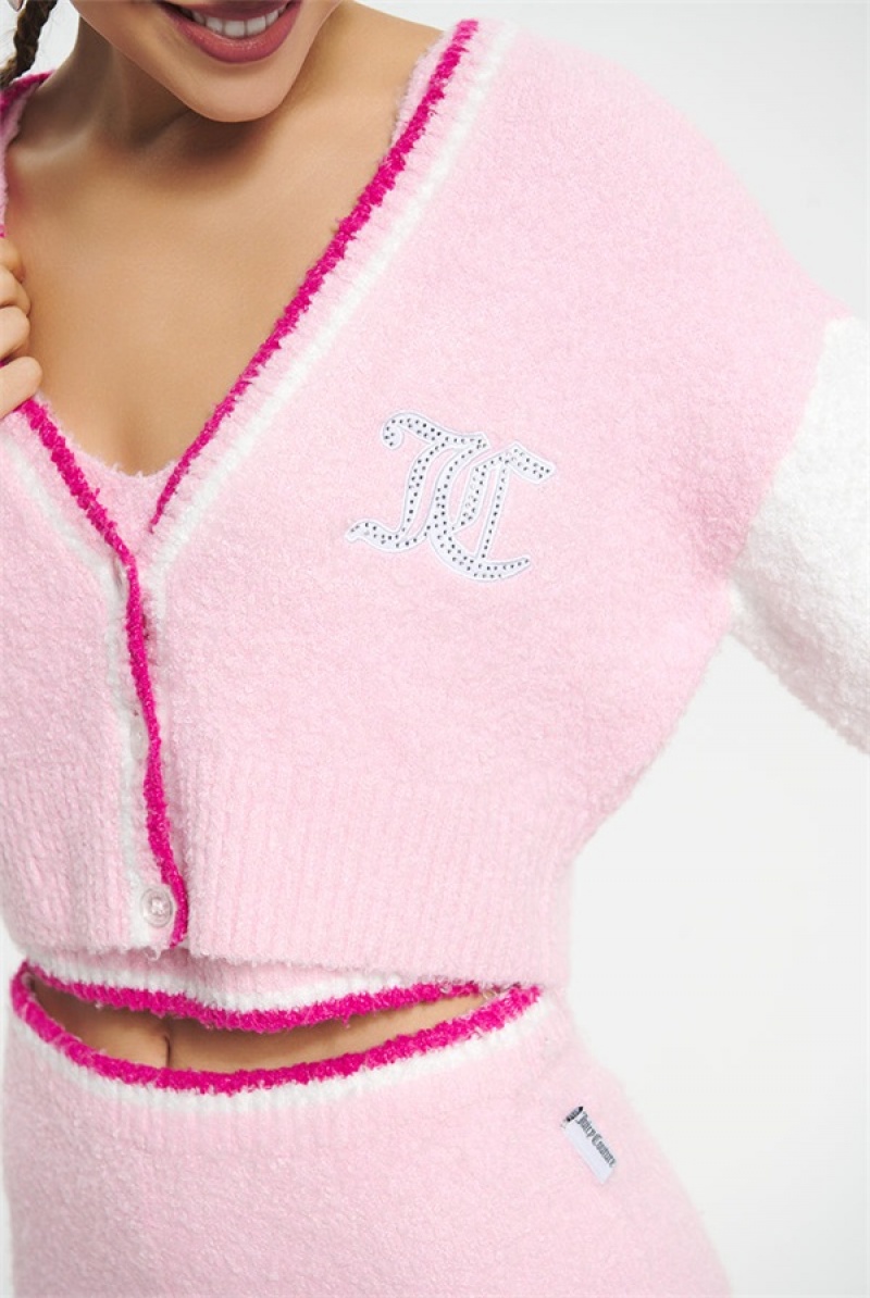 Juicy Couture Varsity Knit Cardigan Pinkki | JC-SN651629