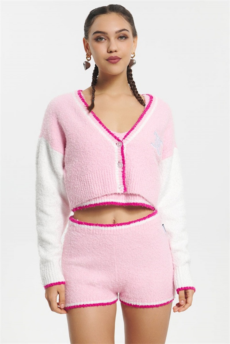 Juicy Couture Varsity Knit Cardigan Pinkki | JC-SN651629