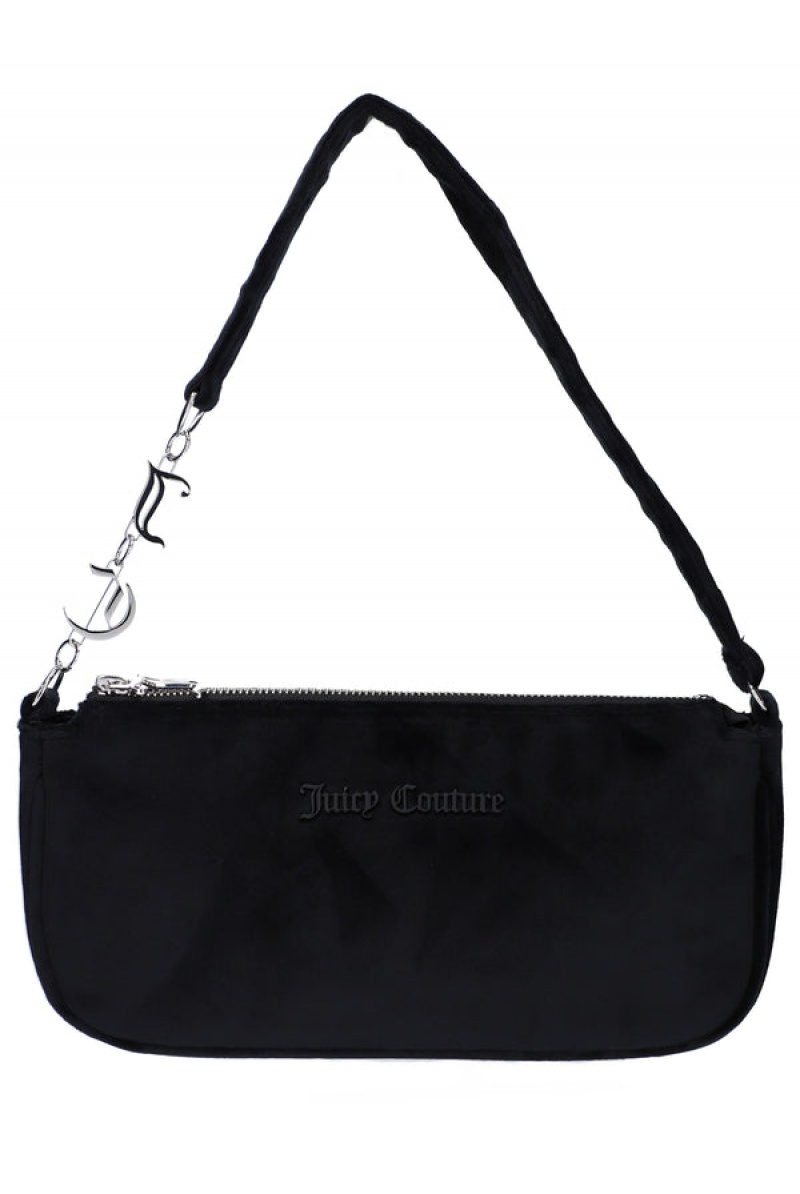 Juicy Couture Velour Charm Shoulder Bag Mustat | JC-SN652207