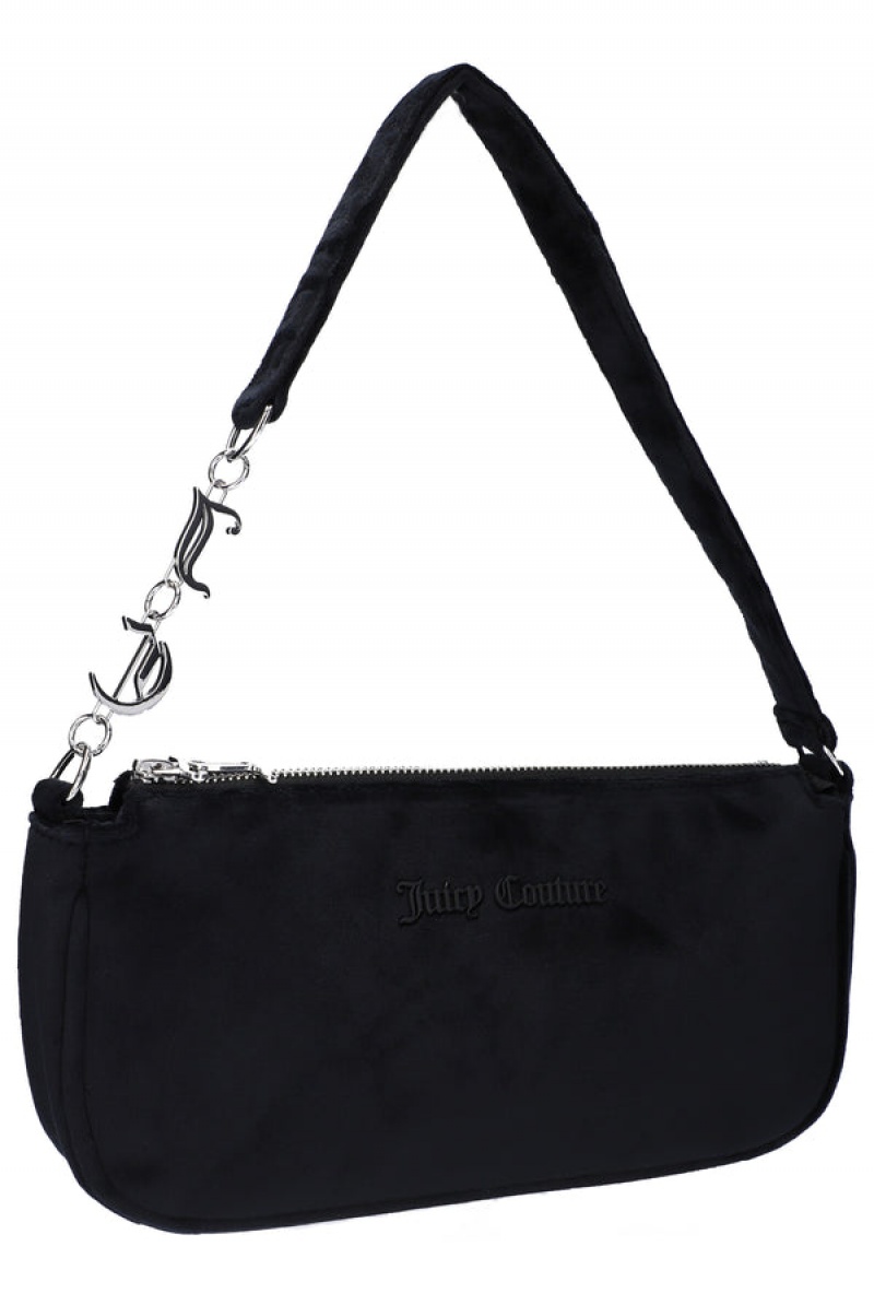 Juicy Couture Velour Charm Shoulder Bag Mustat | JC-SN652207