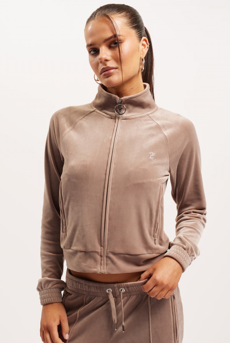 Juicy Couture Velour Diamante Tracktop Ruskea | JC-SN652127