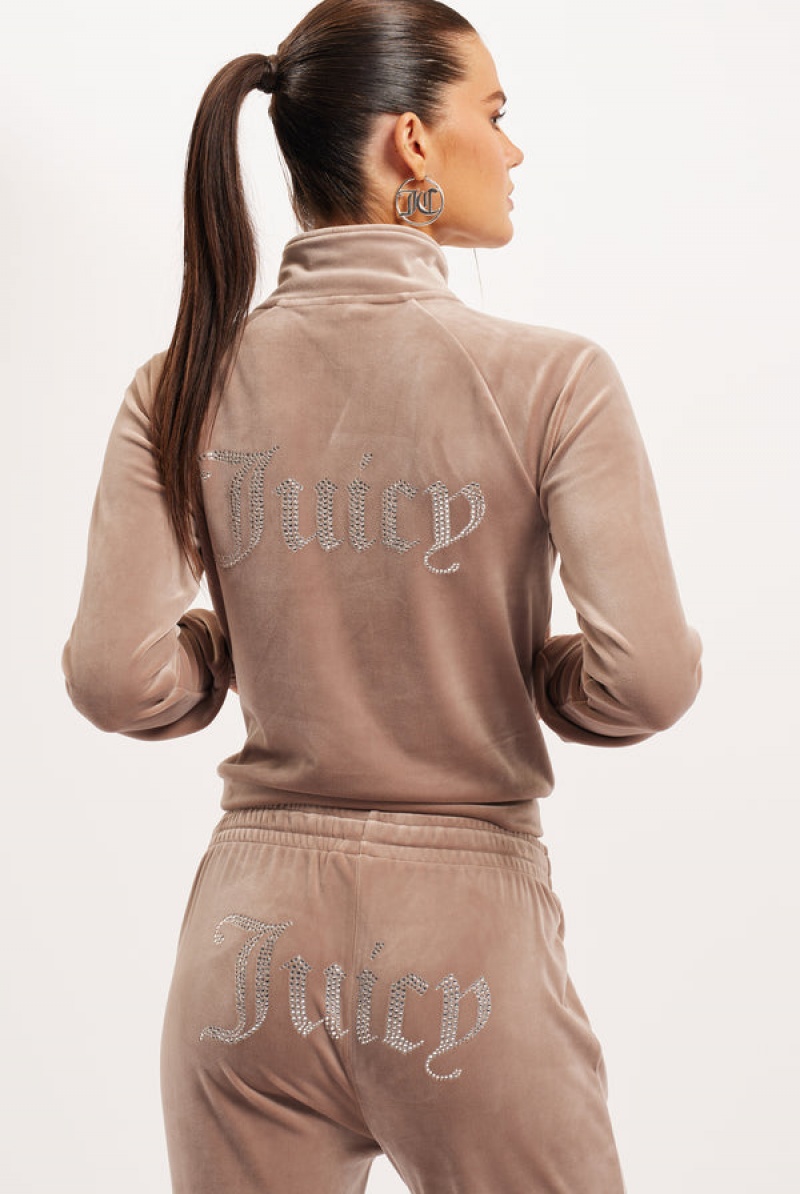 Juicy Couture Velour Diamante Tracktop Ruskea | JC-SN652127