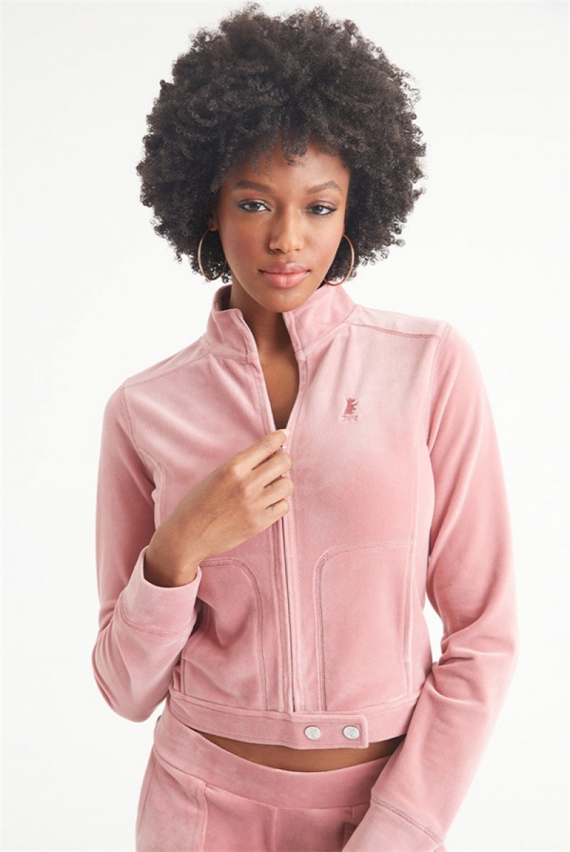 Juicy Couture Velour Moto Jacket Pinkki | JC-SN651534